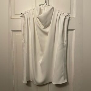 Zara White Sleeveless Draped Top